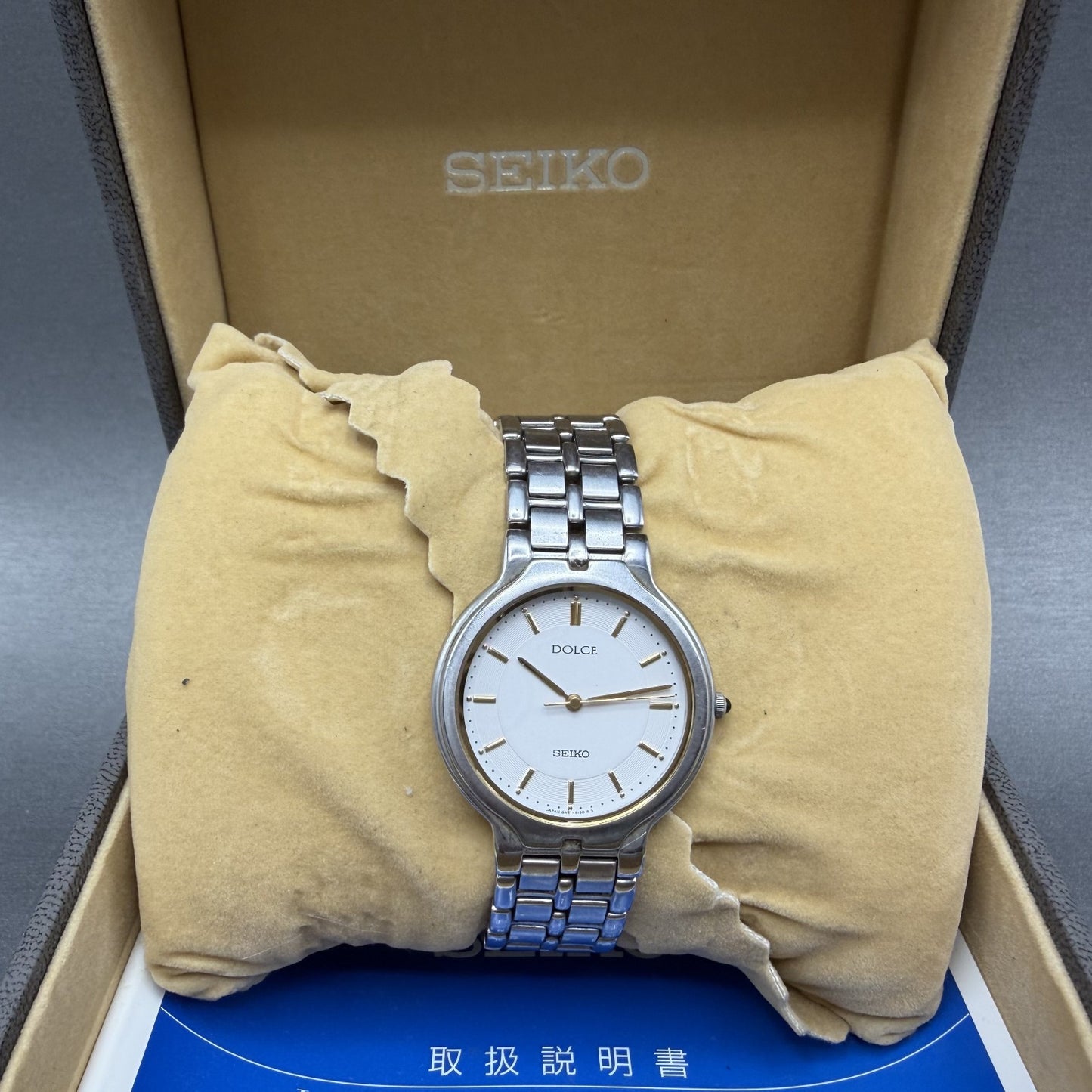 Seiko Dolce Watch Men 31mm White Dial Silver Tone Round 8n41-6100 New Battery0