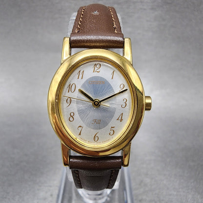 Citizen Fill Watch Women 22mm Silver Dial Gold Tone Oval New Battery0