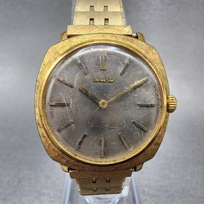 Seiko Watch Women 31mm Gray Dial Gold Plated 25170110 Manual Wind Cushion Runs0
