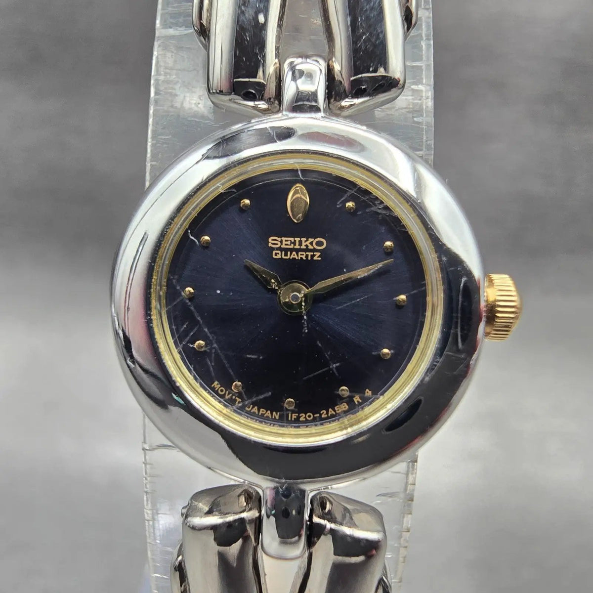 Seiko Watch Women 17mm Black Dial Silver Tone Round 1F20-0H29 New Battery1