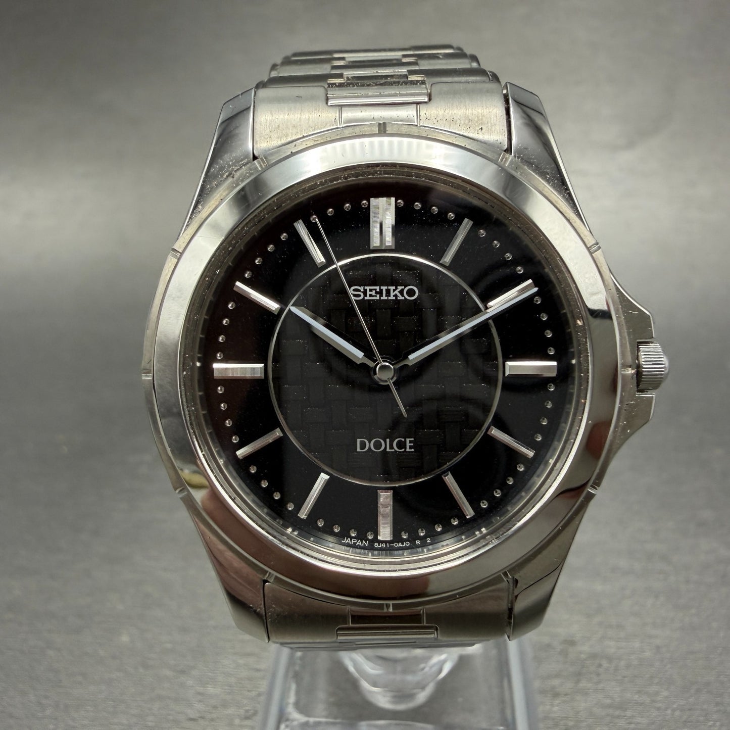 Seiko Dolce Watch Men 35mm Black Dial Silver Tone Round 8J41-0AF0 New Battery2