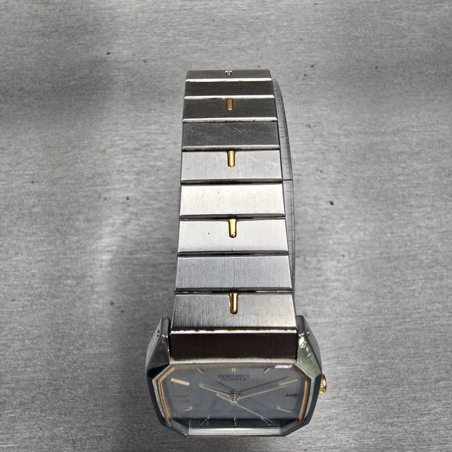 Seiko Watch Men 26mm Silver Dial Silver Tone Date Rectangle 6532-5320 New Batt4