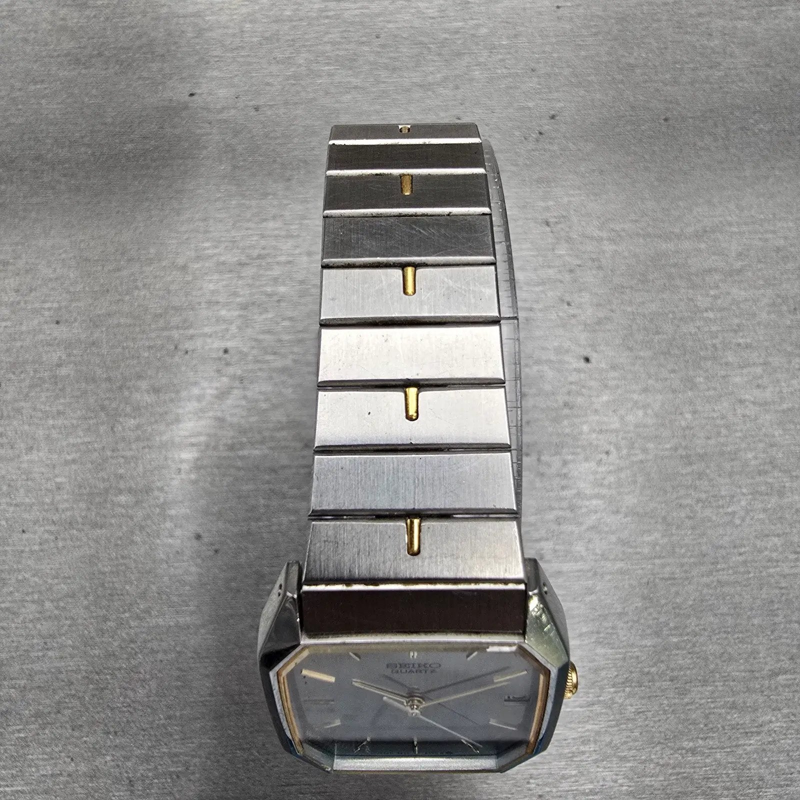 Seiko Watch Men 26mm Silver Dial Silver Tone Date Rectangle 6532-5320 New Batt4