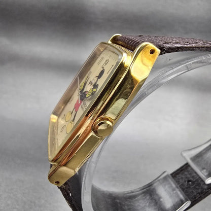 Seiko Lorus Mickey Mouse Watch Men 27mm Champagne Dial V515-5000 New Battery VTG2