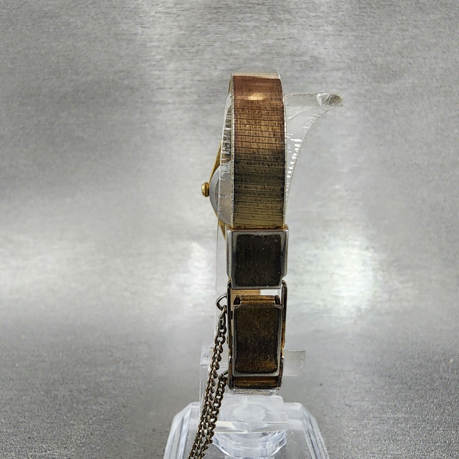 Seiko Watch Women 16mm Gold Dial Gold Tone Rectangle 54205039 New Battery A VTG7