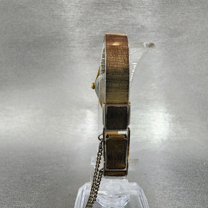 Seiko Watch Women 16mm Gold Dial Gold Tone Rectangle 54205039 New Battery A VTG7