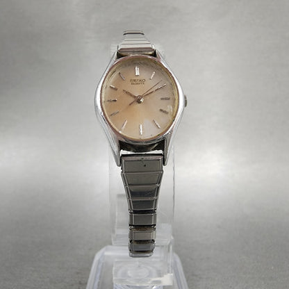 Seiko Watch Women 20mm White Dial Silver Tone Oval 34215019 New Battery VTG5