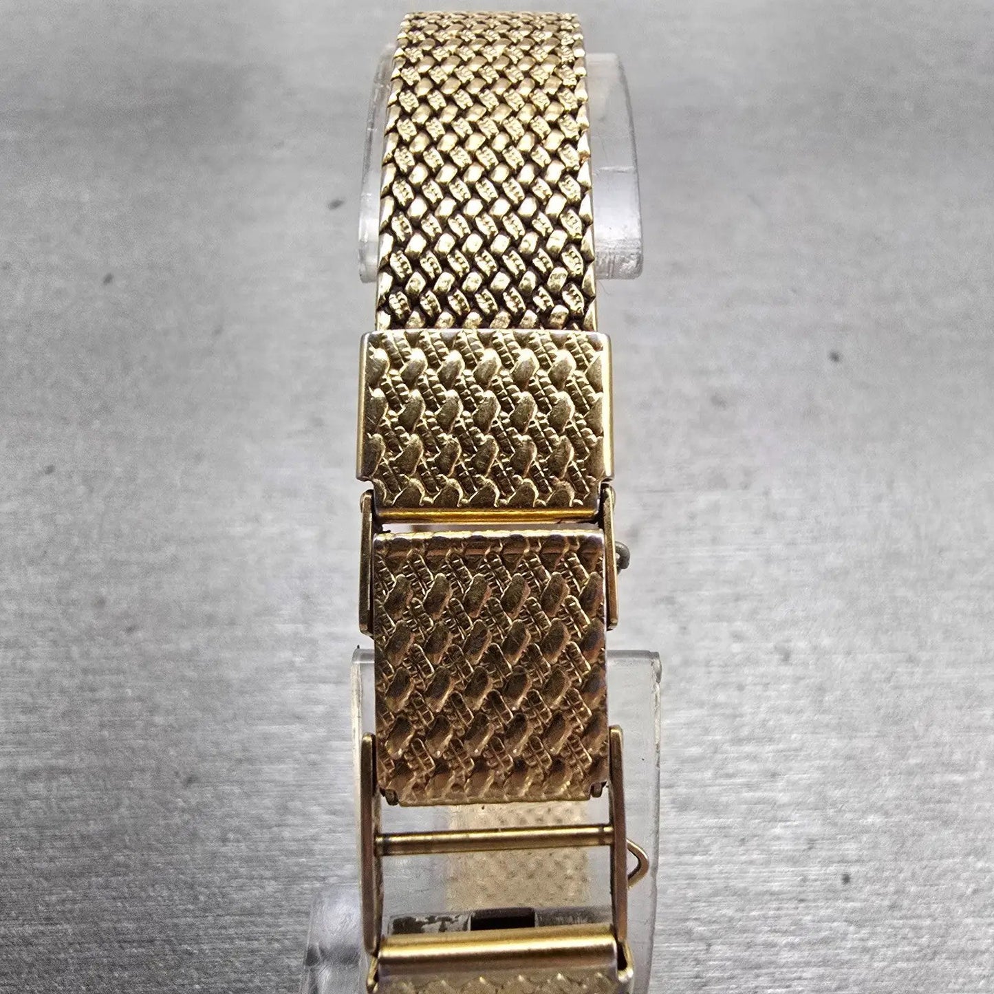 Seiko Watch Womem 19mm Gold Dial Gold Tone Rectangle 2C20-5610 New Battery VTG7