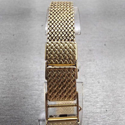 Seiko Watch Womem 19mm Gold Dial Gold Tone Rectangle 2C20-5610 New Battery VTG7