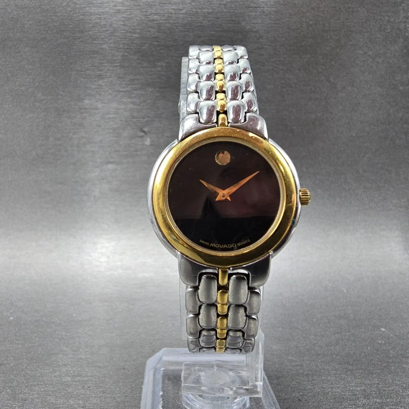 Movado Museum Watch Women 26mm Black Dial Two Tone 81.A1.833.1 New Battery5