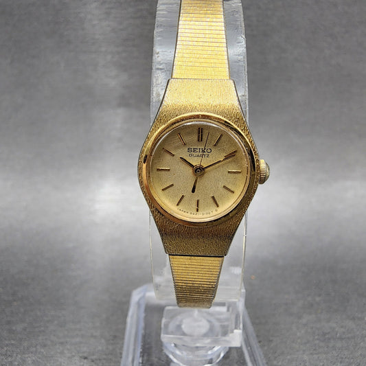 Seiko Watch Women 17mm Champagne Dial Gold Tone Round 54210039 New Battery0