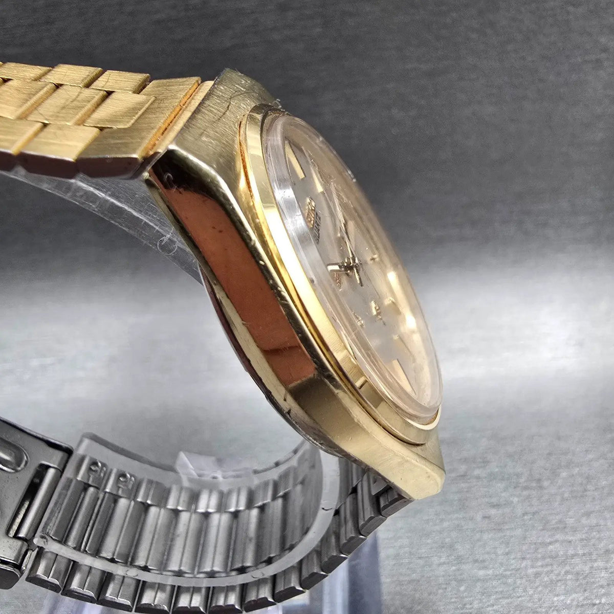 Seiko Beoing Watch Men 35mm Silver Dial Gold Tone Daydate 8223-8029 New Battery3