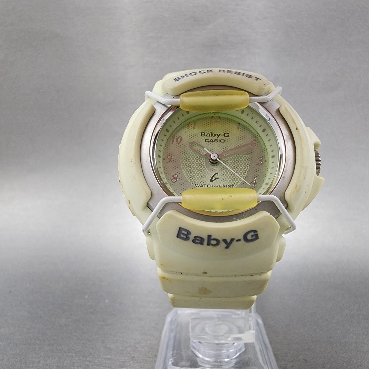 Casio BabyG BG24 Watch Women 42mm Green Dial White Tone Round New Battery5