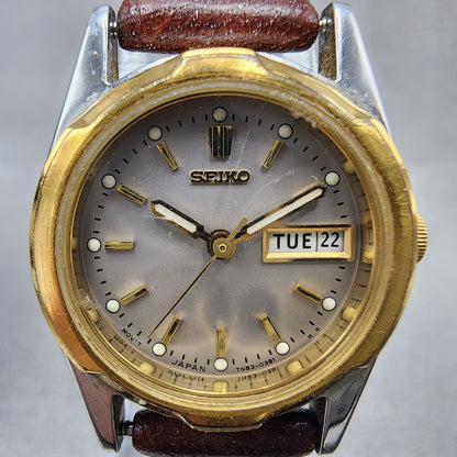 Seiko Watch Women 24mm Gray Dial Two Tone Daydate 7N830169 New Battery1