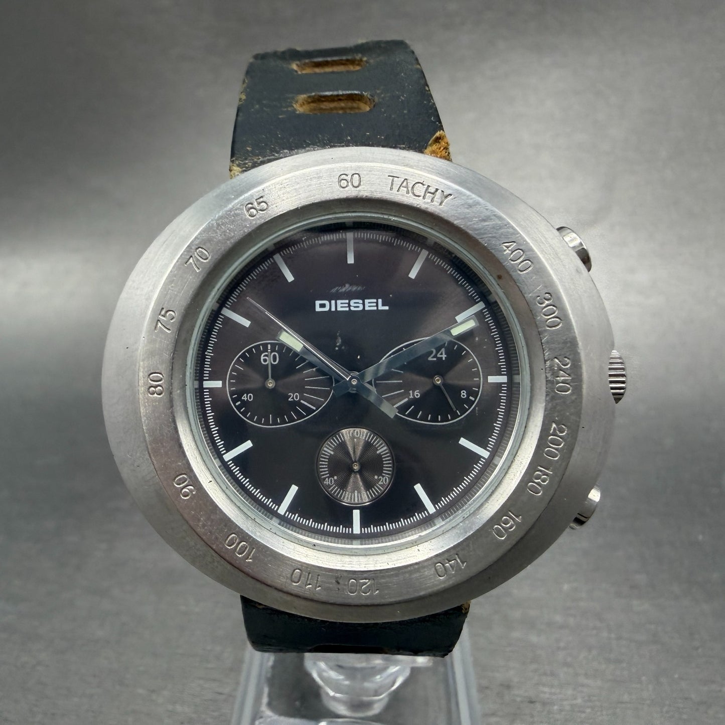 Diesel Chronograph Watch Men 45mm Black Dial Steel Oval DZ-4003 New battery0