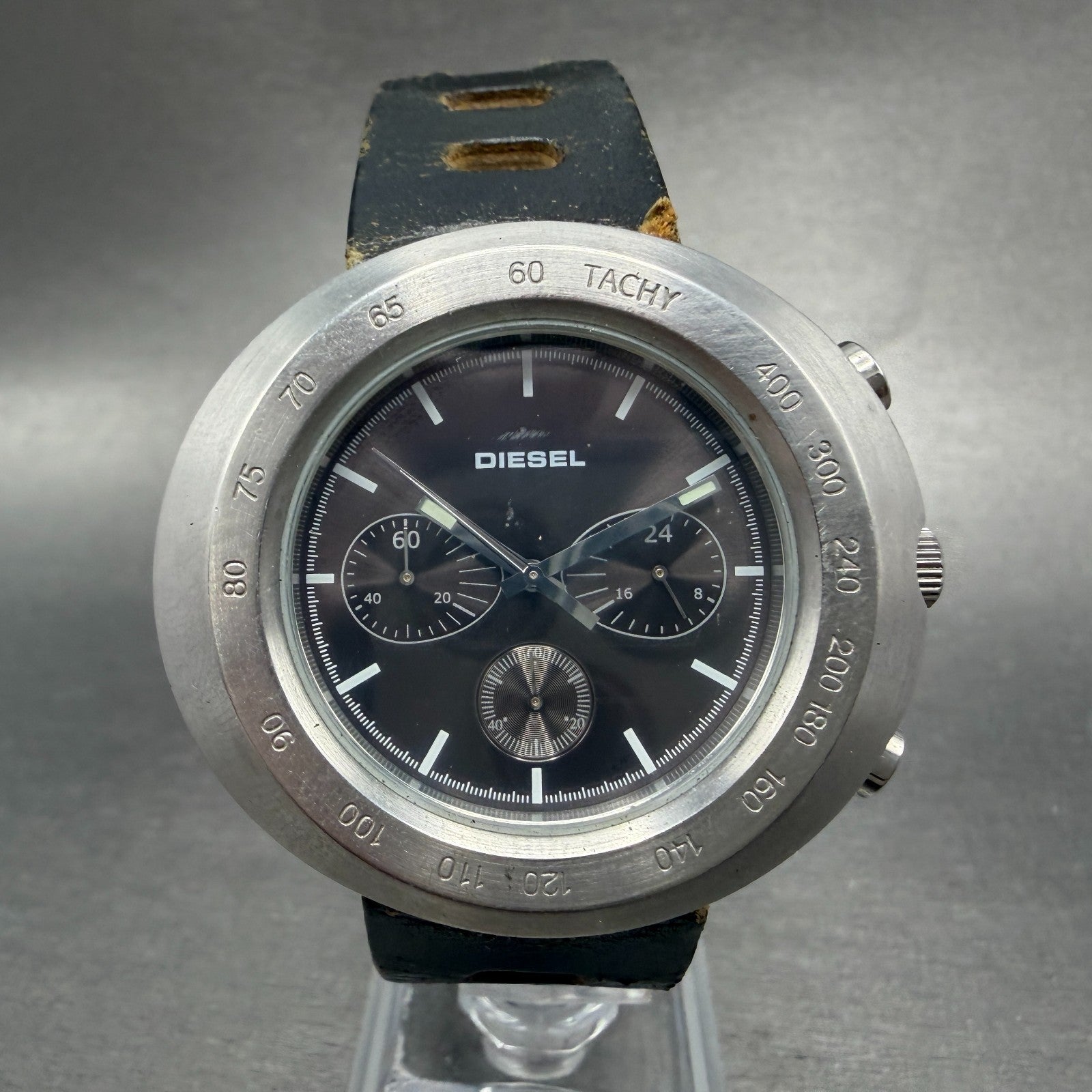 Diesel Chronograph Watch Men 45mm Black Dial Steel Oval DZ-4003 New battery0