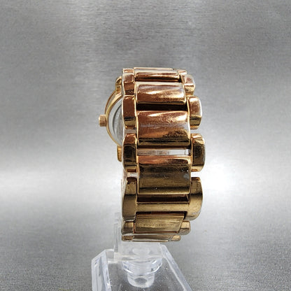 Michael Kors Watch Women 34mm White Dial Rose Gold Tone Round MK-3530 New Batt