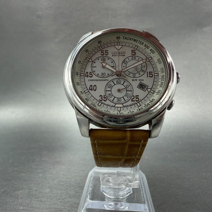 Citizen Eco-Drive Chrono Watch Men 40mm White Dial Steel Date H500-S015600 Runs5