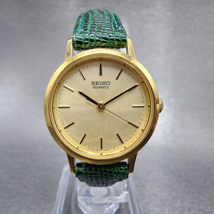Seiko Watch Women 24mm Gold Dial Gold Tone Round 54210090 New Battery0
