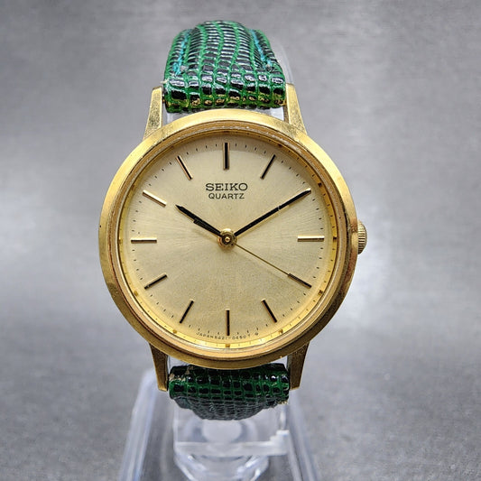 Seiko Watch Women 24mm Gold Dial Gold Tone Round 54210090 New Battery0