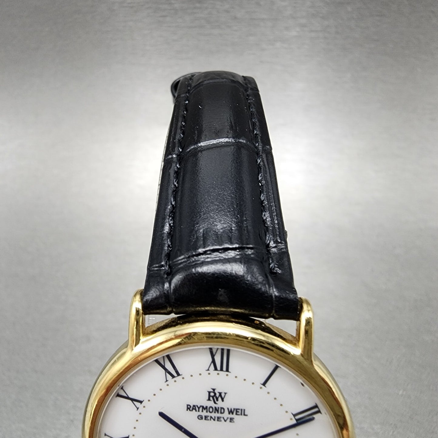 Raymond Weil Watch Men 32mm White Dial Gold Plated Date Round 91242 New Battery4