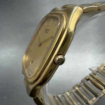 Seiko Tank Watch Men 30mm Gold Dial Gold Tone Rectangle 5y395089 PARTS3