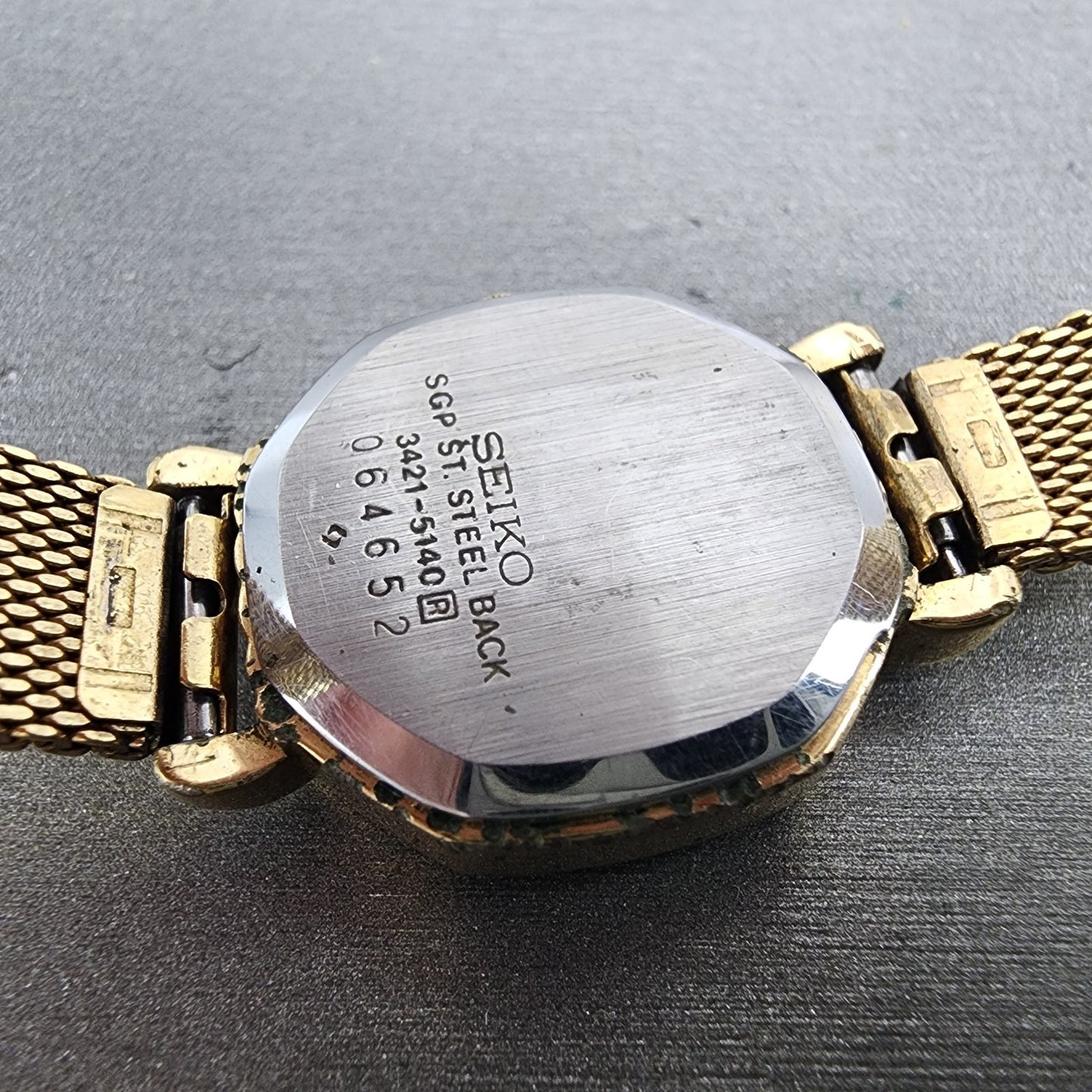 Seiko Watch Women 22mm Champagne Dial Gold Tone Octagon 34215140 New Battery9