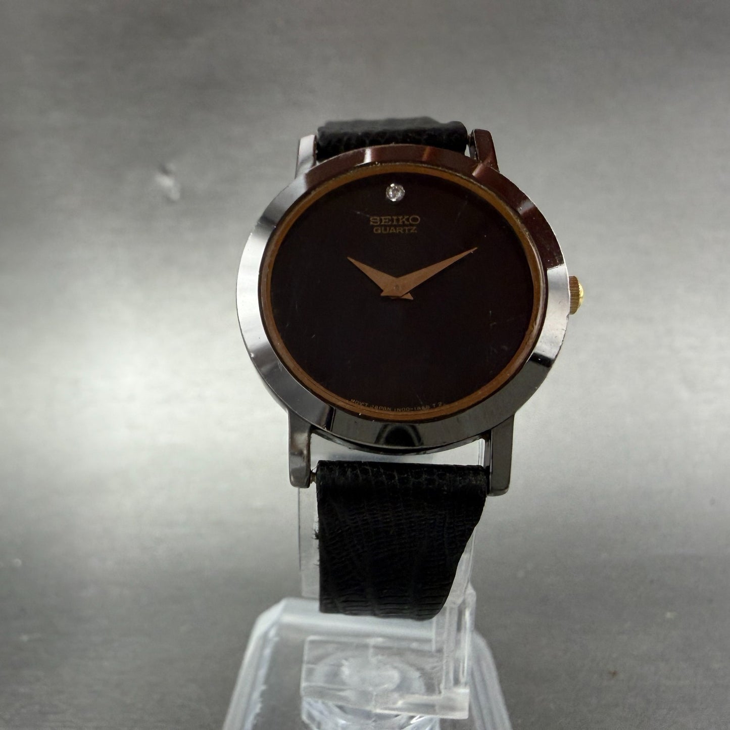 Seiko Watch Women 25mm Black Dial Black Tone Round 1N00-0C99 New battery ABGH5