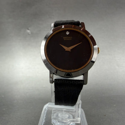 Seiko Watch Women 25mm Black Dial Black Tone Round 1N00-0C99 New battery ABGH5