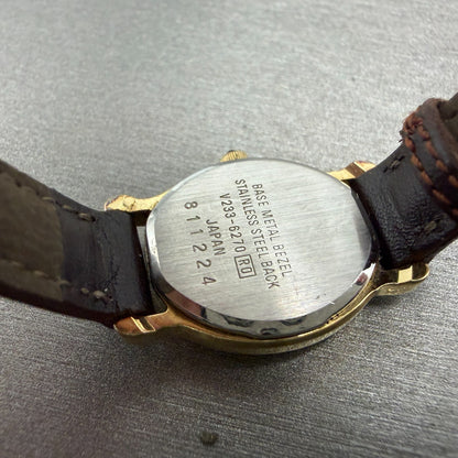 Seiko Alba Watch Women 19mm Silver Dial Gold Tone Oval V233-6270 new Battery9