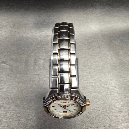 Seiko Coutura Watch Women 26mm MOP Dial Two Tone Date Diamond 7N82-0CG0 New Batt4