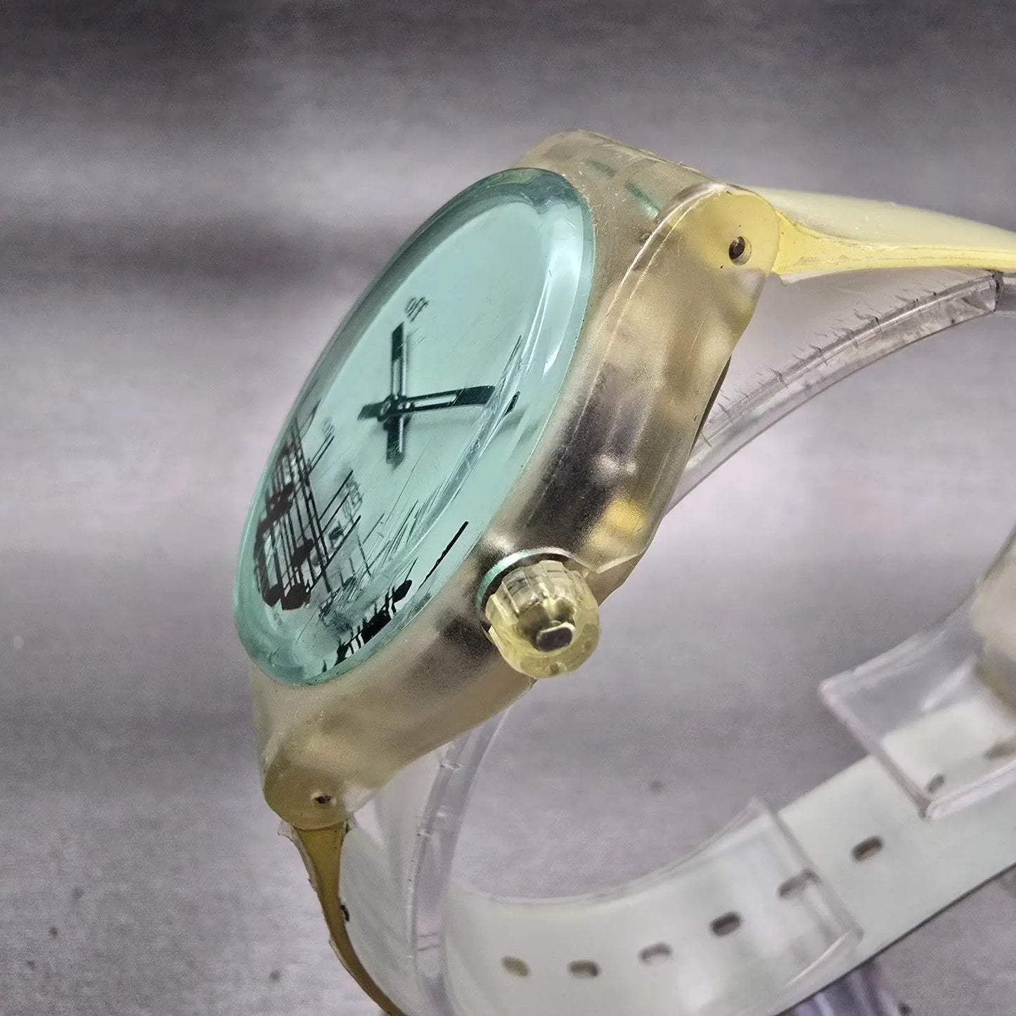 Swatch Musicall DODECAPHONIC Watch Women Blue Dial Clear Case SLK113 New Battery2