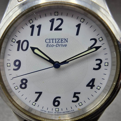 Citizen Eco-Drive Watch Men 36mm White Dial Silver E031-S048419 Round Works1