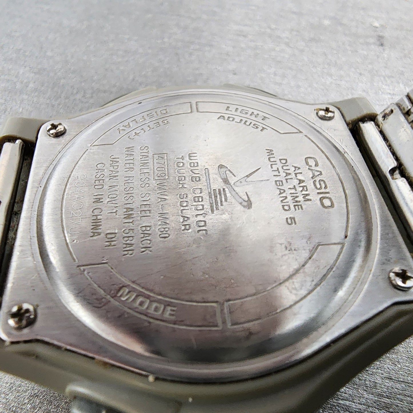 Casio Wave Ceptor Watch Men 41mm Black Dial Steel Analog Digital Solar Runs9