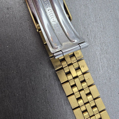 Seiko President Bracelet Stainless Steel Gold Tone Tri Folding Clasp VTG10