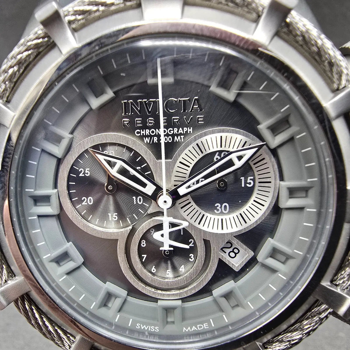 Invicta Reserve Bolt Chronograph Watch Men 50mm Gray Dial Steel Date New Battery2