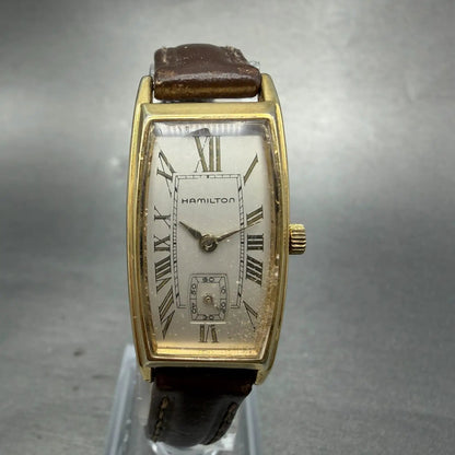 Hamilton Tank Watch Women 18mm Gray Dial Gold Tone Rectangle New Battery0