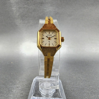Citizen Watch Women 17mm Champagne Dial Gold Tone NOS 3220890809 New Battery7