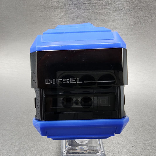 Diesel Digital Watch Men 48mm Digital Blue Tone Black Dial Rectangle New Battery