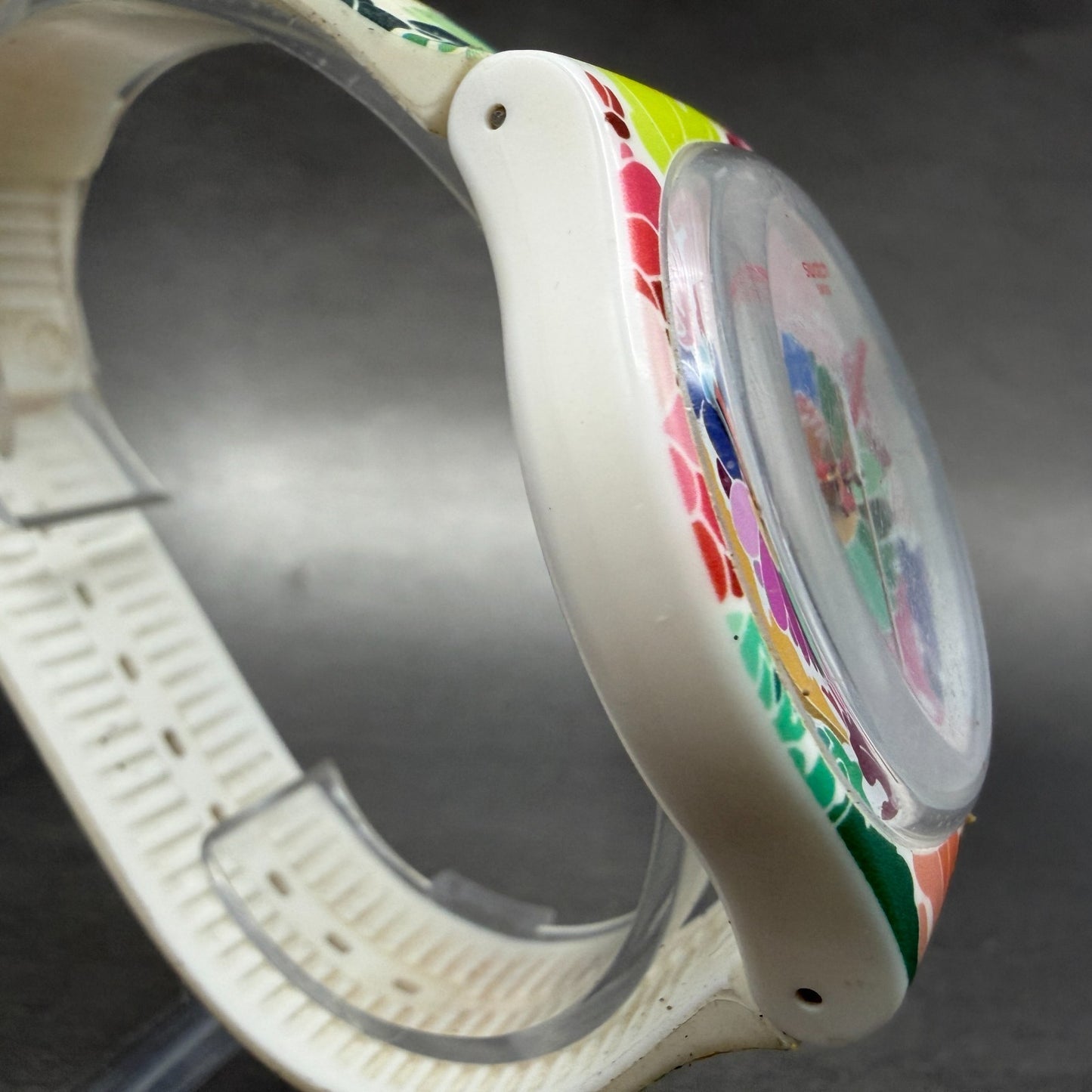 Swatch Flowerfool Watch Men 41mm Floral Dial White SUOW126 Daydate New Battery3