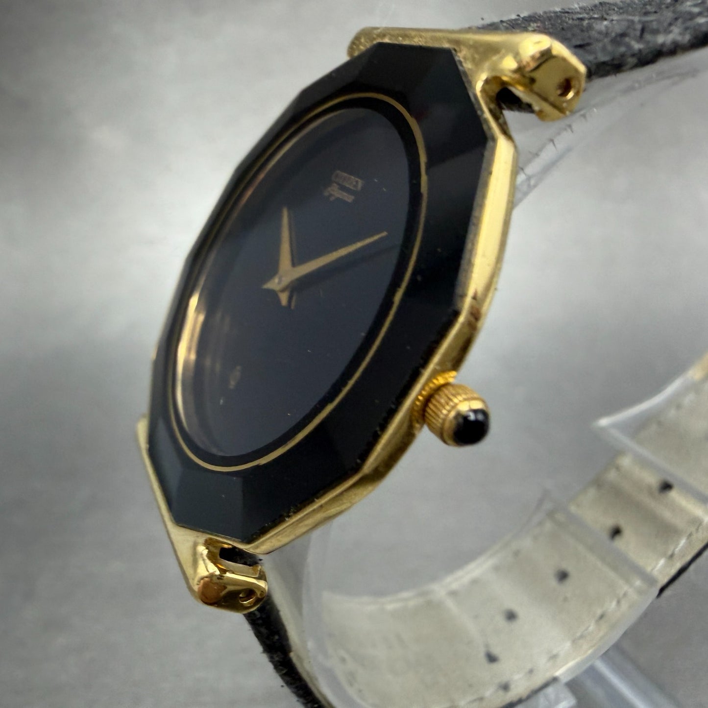 Citizen Elegance CQ Watch Men 34mm Black Dial Gold Tone Round 4620 PARTS Vintage3