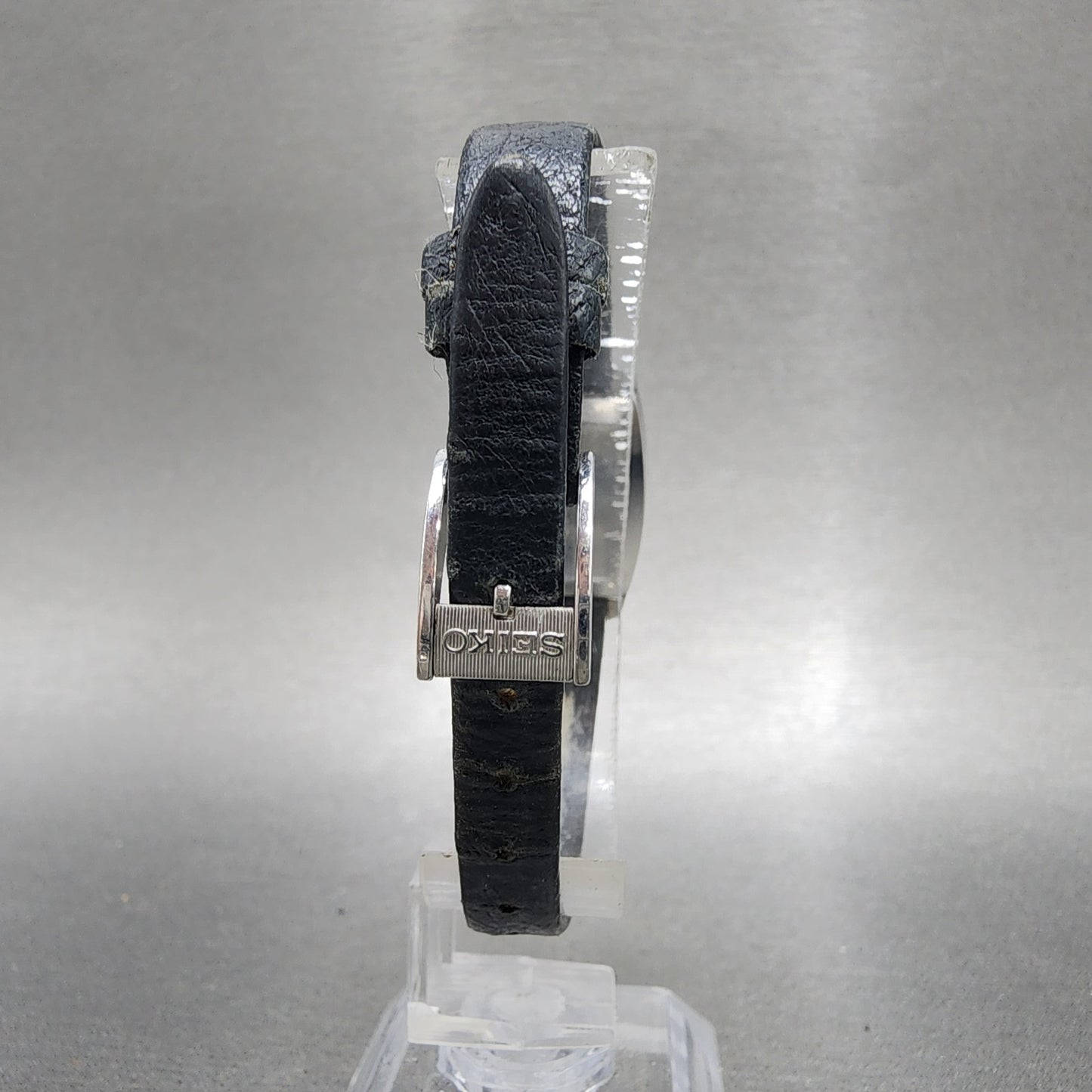 Seiko Tank Watch Women 19mm Blue Dial Silver Tone Rectangle Manual 177070 Runs7