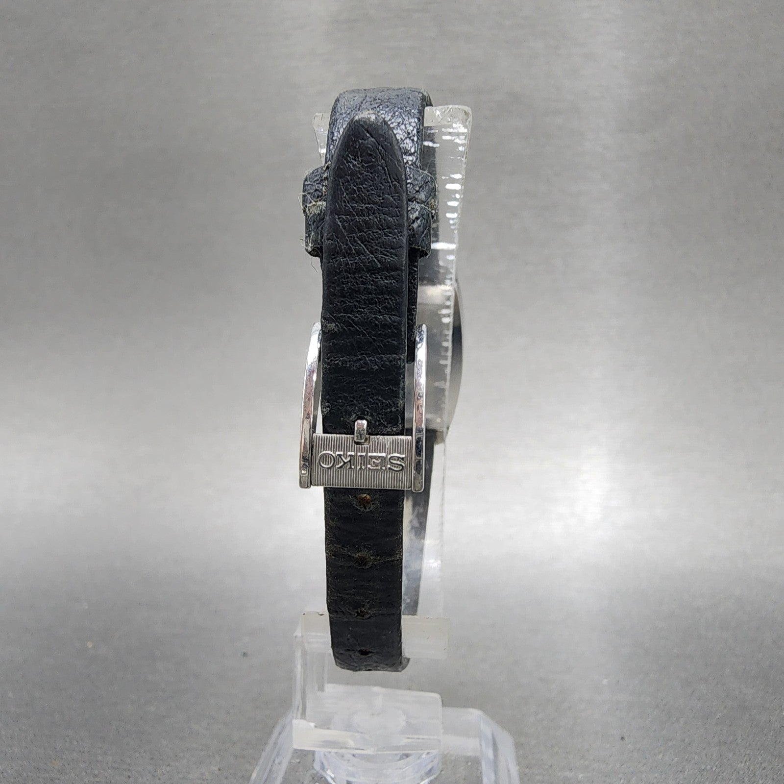 Seiko Tank Watch Women 19mm Blue Dial Silver Tone Rectangle Manual 177070 Runs7
