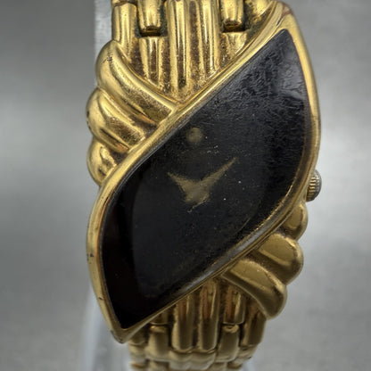 Seiko Watch Women 16mm Black Dial Gold Tone Vintage 4N00-6411 New Battery1