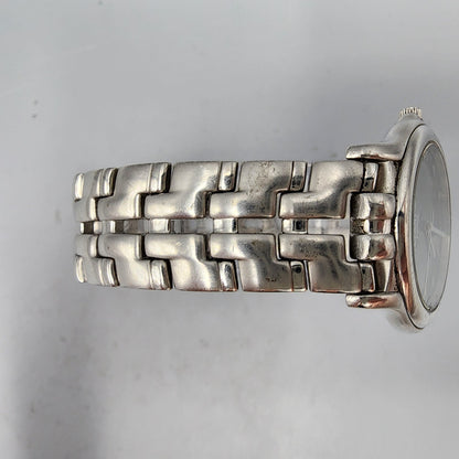 Vintage Renoma Watch Men Silver Tone Black Dial 35mm Round New Battery