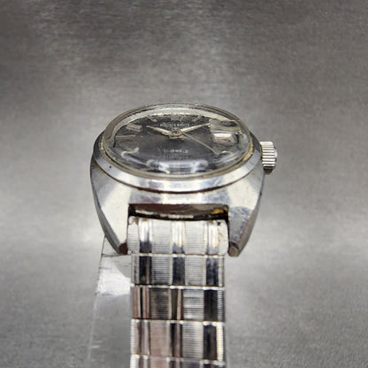 Seiko Automatic Watch Women 23mm Black Dial Silver Tone Date 2517-0221 PARTS