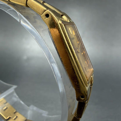 Seiko Tank Watch Women 13mm Champagne Dial Gold Tone Rectangle 2e20-7479 NewBat03