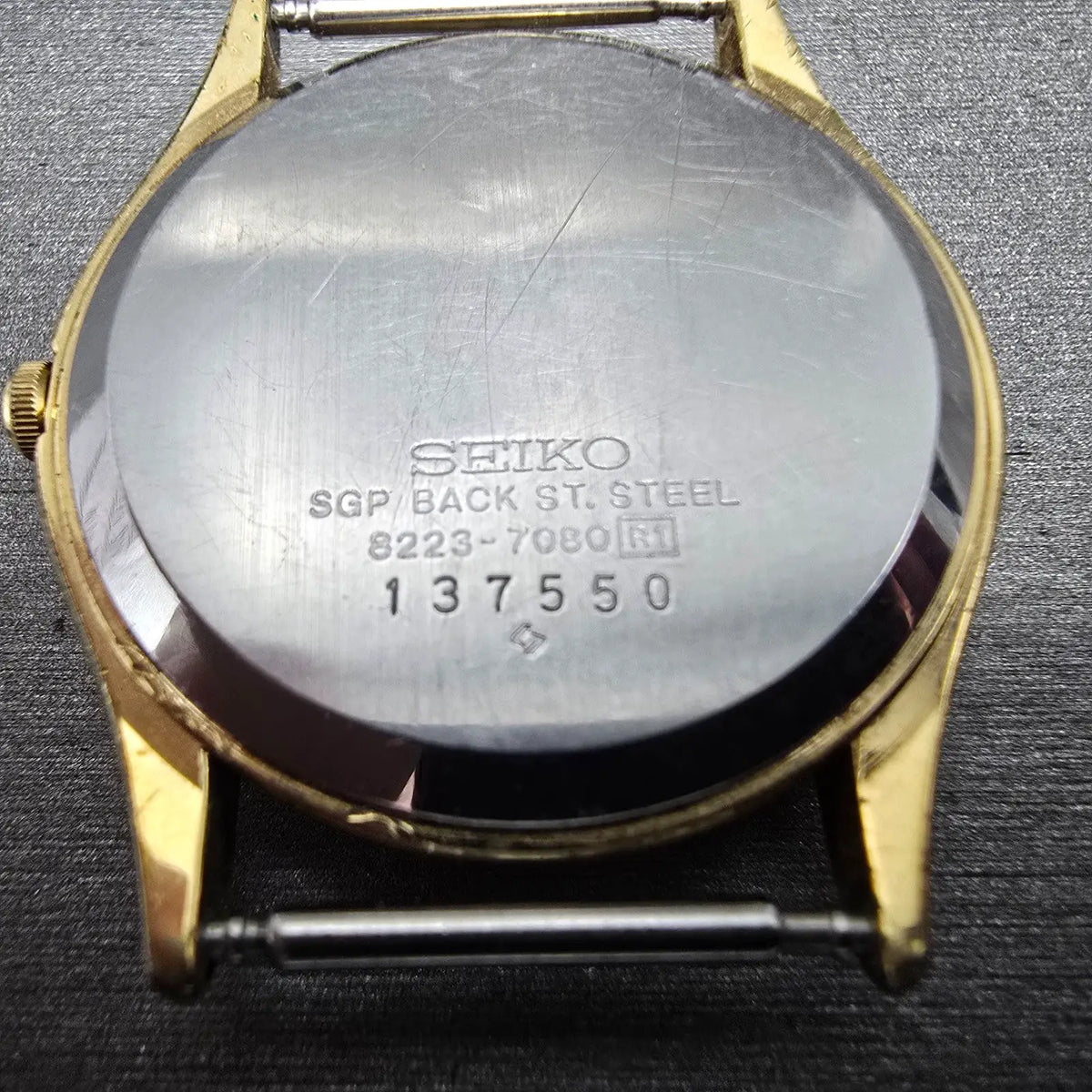 Seiko SQ Watch Men 32mm White Dial Gold Daydate Round 8223-7080 VTG PARTS13