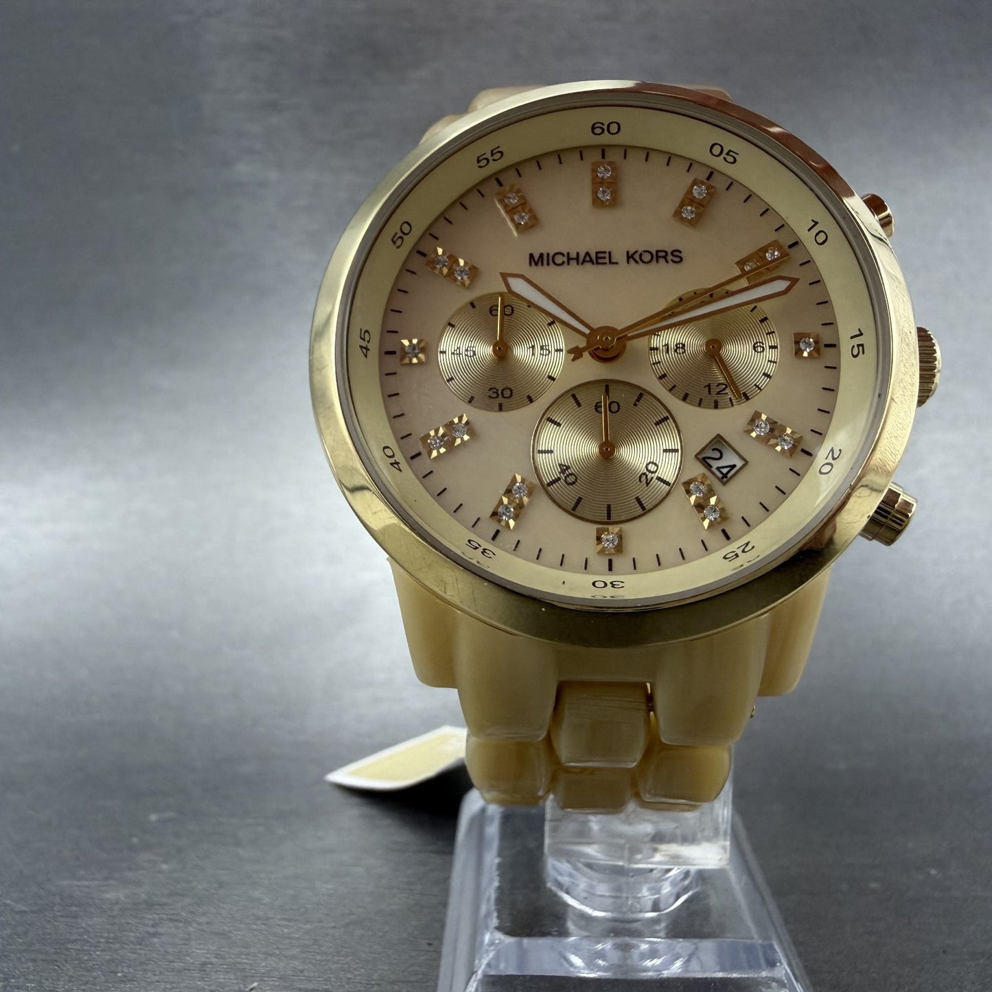 Michael Kors Chrono Watch Women 43mm MOP Dial Cream Date MK-5217 New Battery5