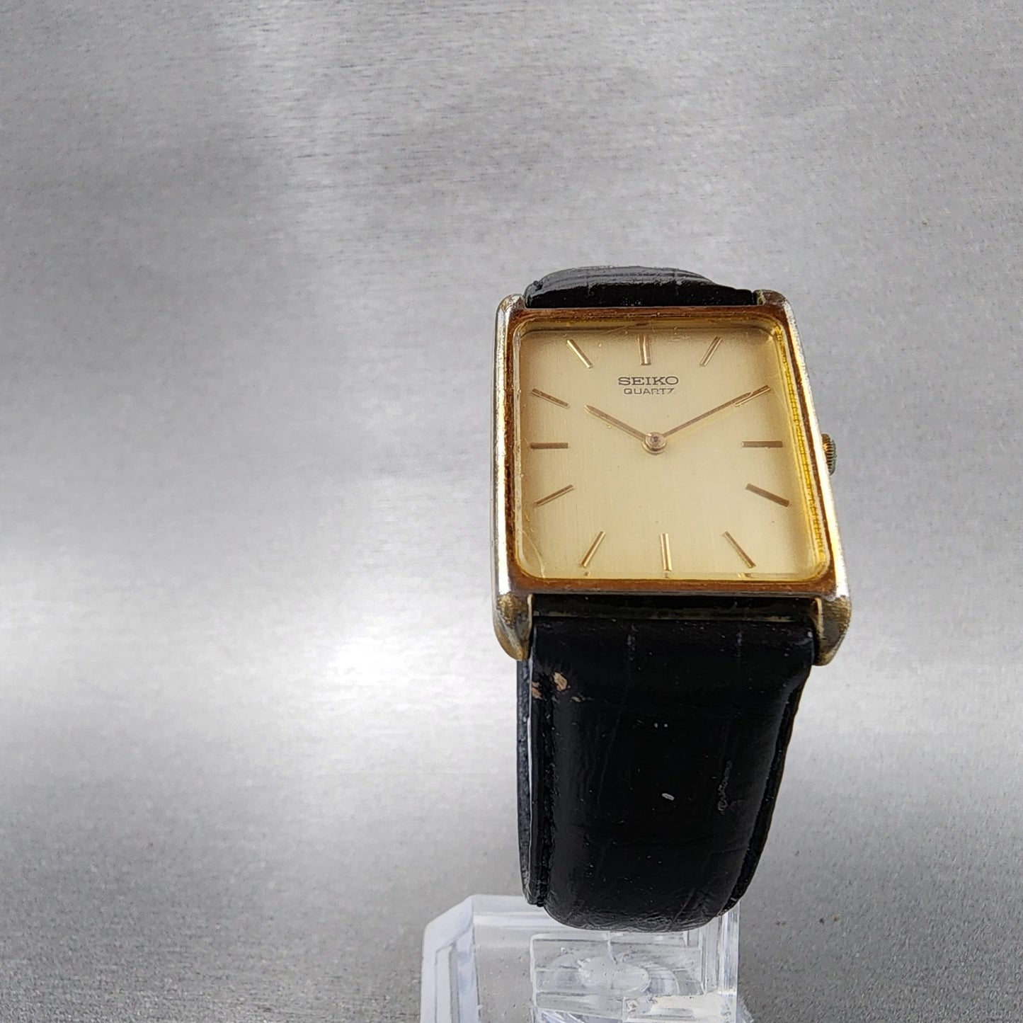 Seiko Tank Watch Men 24mm Champagne Dial Gold Tone 54205460 New Battery5